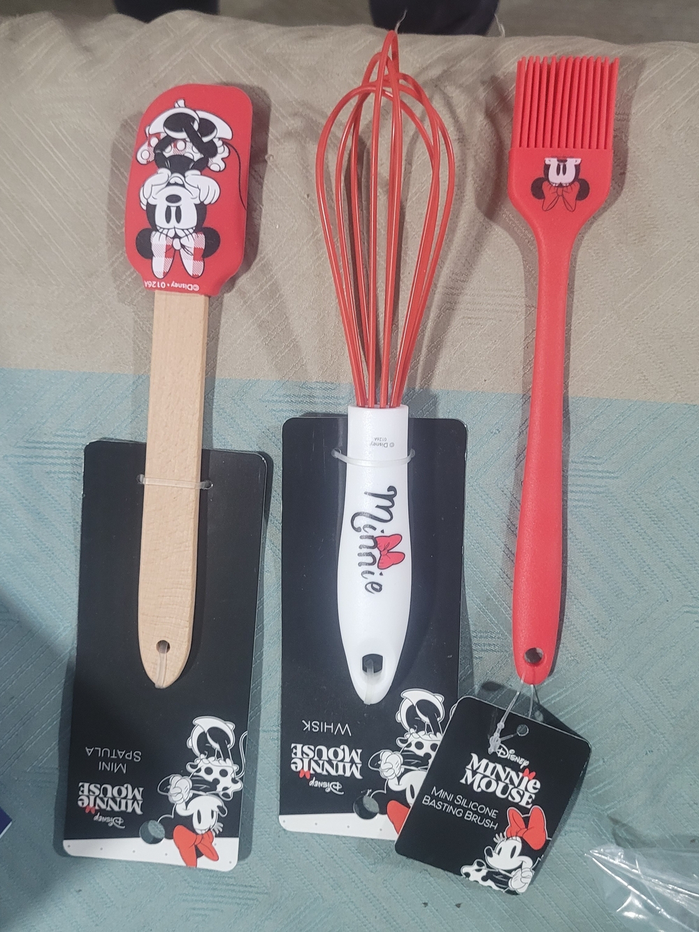 Disney Minnie Mouse Red Silicone Utensil Set - Whisk, Spatula & Basting Brush